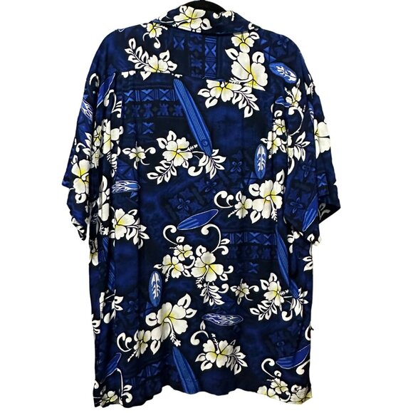 Island Stuff men’s size XXL blue Hawaiian print button front shirt - Picture 3 of 5